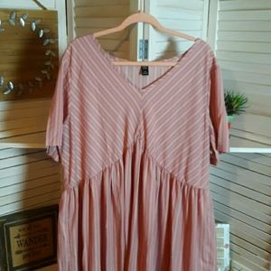 Emery Rose Maxi Dress Dusty Pink and White Stripes